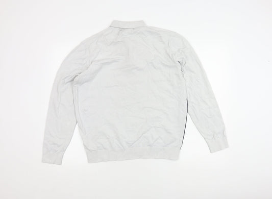 Marks and Spencer Men's Blue Striped Polo Large