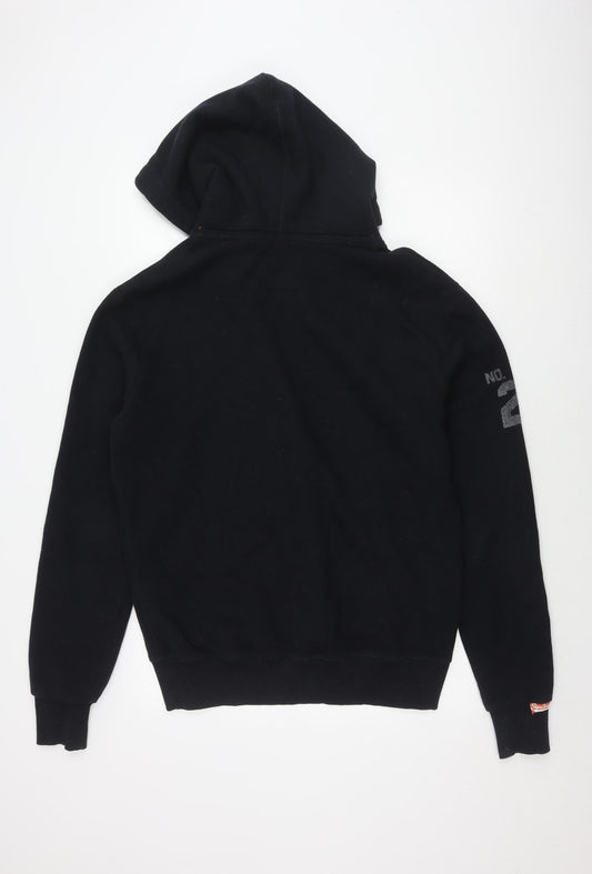 SuperDry Men's Black Vintage Hoodie - Size L, Logo Pullover