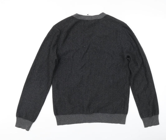 GAP Men's Grey V-Neck Cotton Cashmere Jumper, Size S