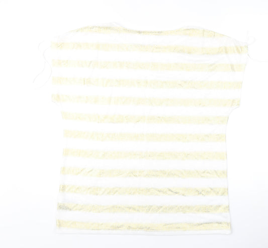 Bonmarché Women's White Striped T-Shirt Size 14