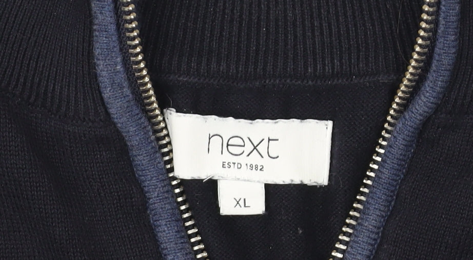Next Men's XL Black Pullover Jumper, High Neck, Cotton
