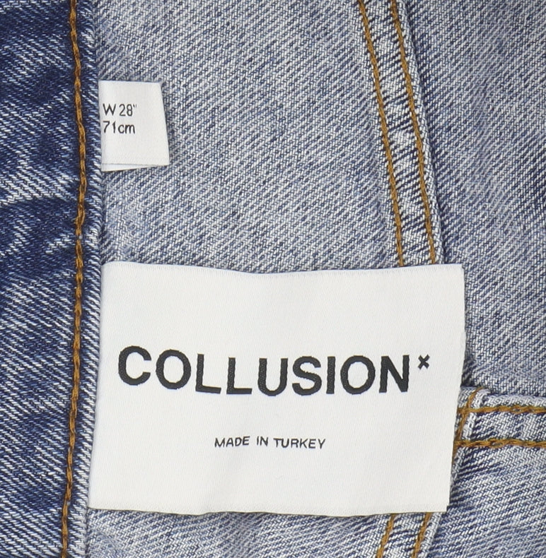 Collusion Women's Blue Distressed Straight Jeans, Size 29