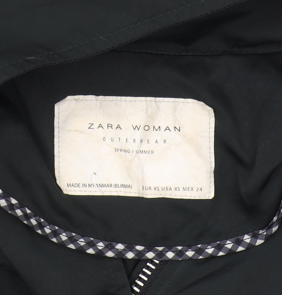 Womens UK Size XS Zara Black Parka Coat