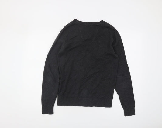 Tom Tailor Men's Black S V-Neck Cotton Pullover Jumper