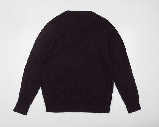 Fat Face Men's Purple V-Neck Pullover Jumper L