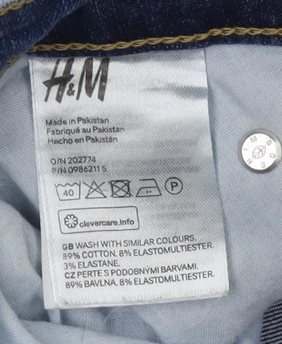 H&M Men's Blue Distressed Skinny Jeans M