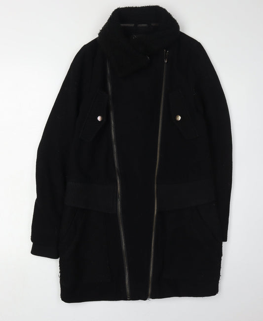 Womens UK Size 8 Warehouse Black Overcoat