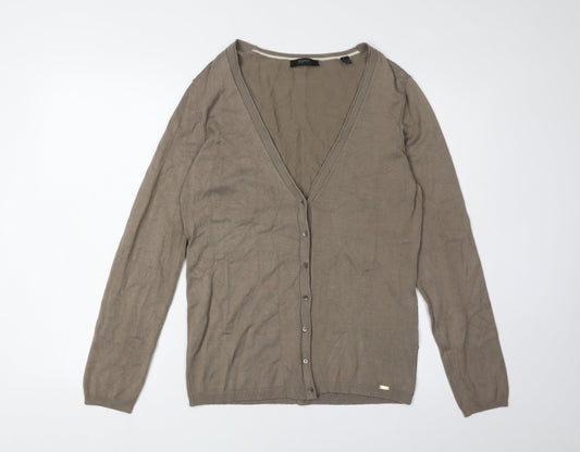 Additional front view of ESPRIT Brown V-Neck Cardigan unisex adults l