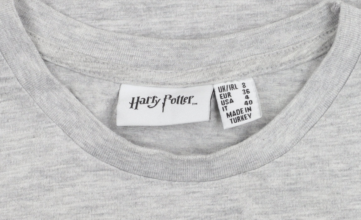 Womens UK Size 8 Harry Potter Grey Basic T-Shirt