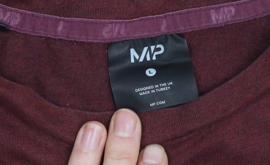 MP Men’s Red Logo T-Shirt, Size L, Solid Short Sleeve