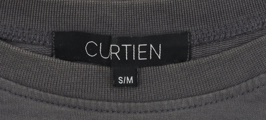 CURTIEN Men's Grey T-Shirt, Size S, Crew Neck