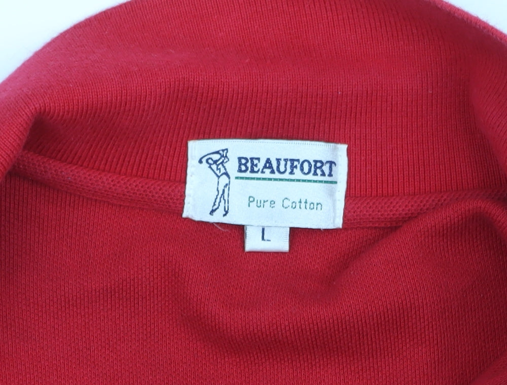 Beaufort Men's Red Cotton Polo Shirt Size L