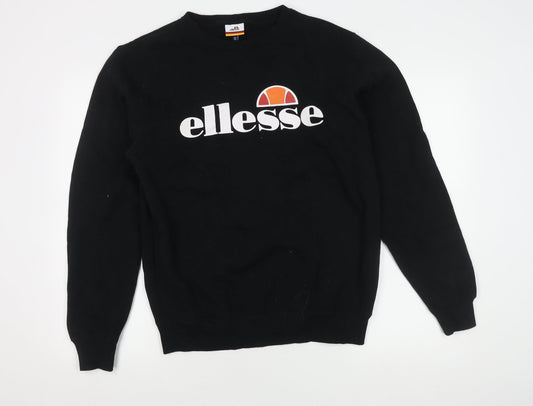 Additional front view of Ellesse Black unisex sweatshirt, size 12, pullover logo