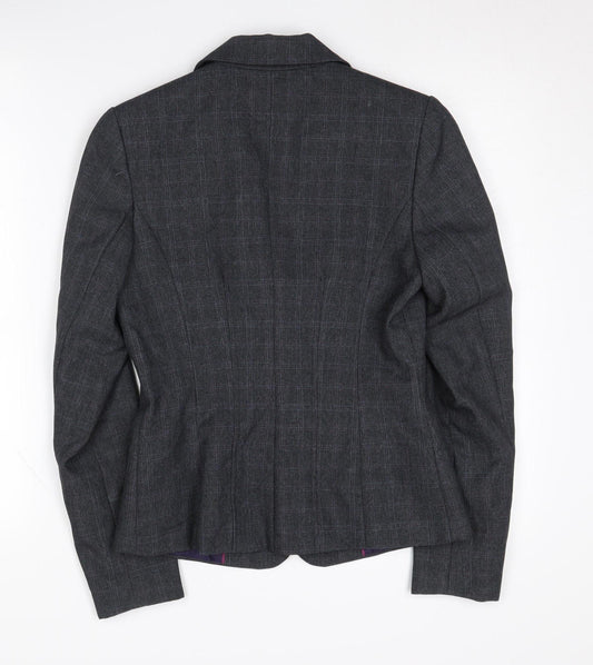 Next Women's Grey Check Blazer Size 8 Single-Breasted