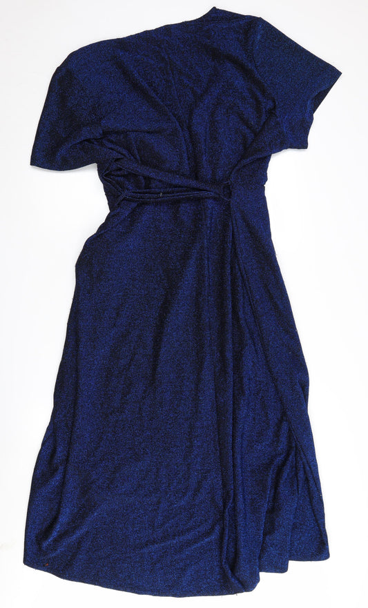 Simply Be Blue Plus Size Midi Wrap Dress for Women