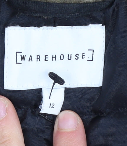 Womens UK Size 12 Warehouse Black Parka Coat