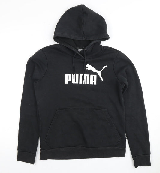 Additional front view of Puma Black unisex pullover hoodie, size 12, casual style
