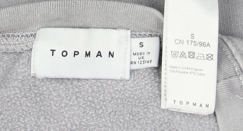 Topman Grey Men’s M Sweatshirt, Crew Neck, Logo