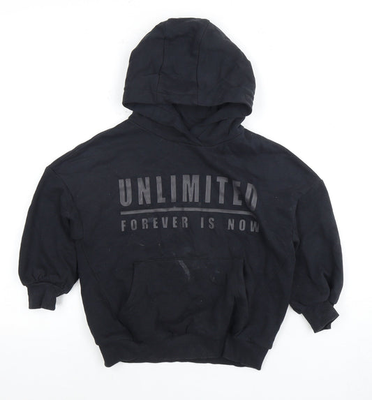 Boys Black Pullover Hoodie 5 Years - Hooded Graphic Print