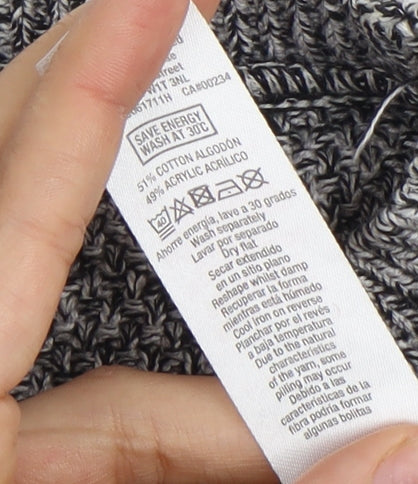 Topman Men's Grey Chunky-Knit Pullover Jumper, L