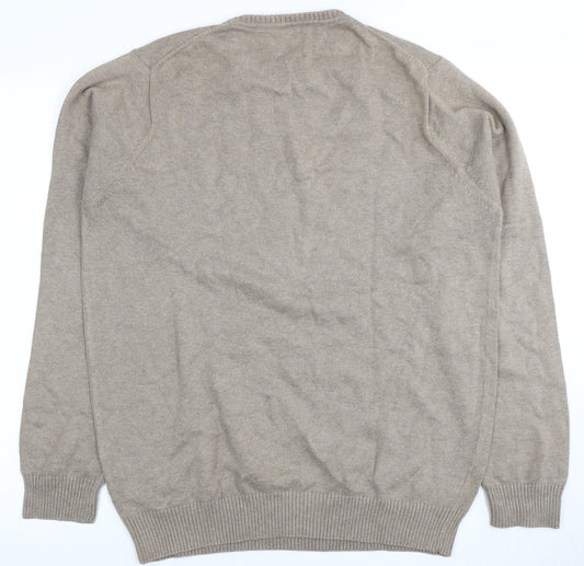 Morley Men's Beige Cotton Pullover Jumper, Size L