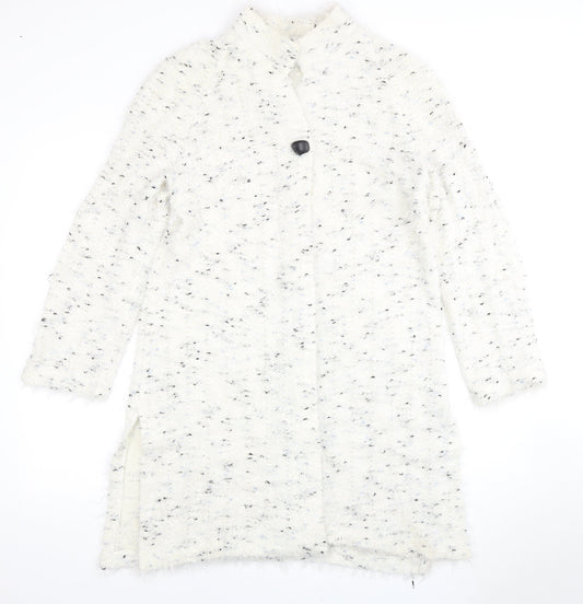 Emme Women's White Cardigan, Size 10, Polyamide/Wool Blend