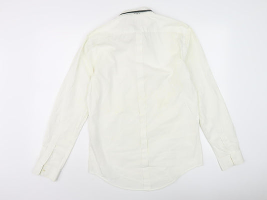 Zara Ivory Slim Fit Dress Shirt for Men, Size M