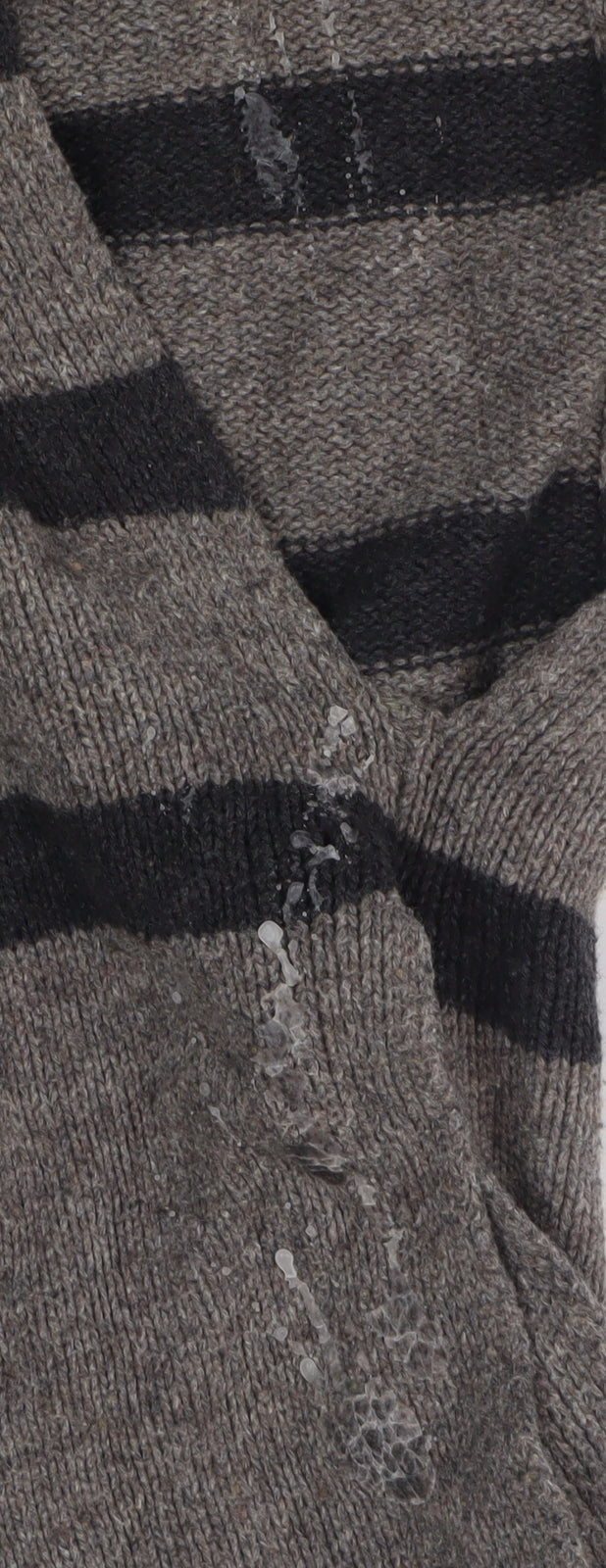 Banana Republic Women's Grey Striped Roll Neck Jumper S