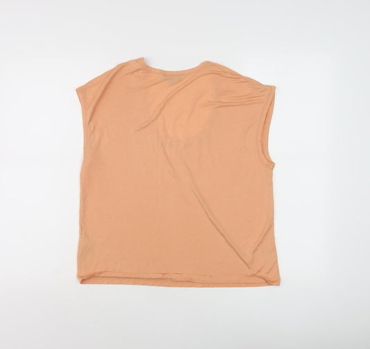 Womens UK Size XS Massimo Dutti Beige Basic T-Shirt