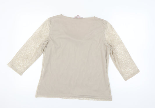 Jacques Vert Women's Beige Blouse, Medium, 3/4 Sleeve