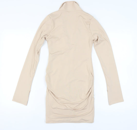 Oh Polly Beige Bodycon Party Dress, Size 10