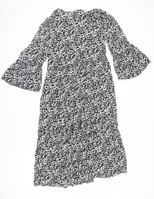 ZARA Women's Black Floral Midi Dress XS