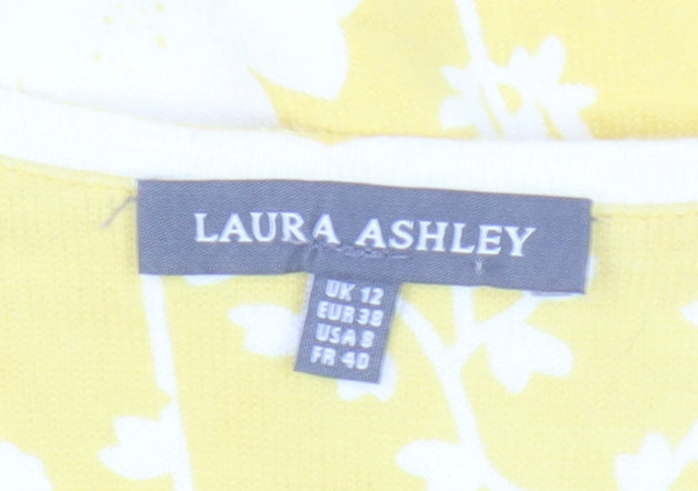 Laura Ashley Women's Yellow Floral Pullover Jumper Size 12