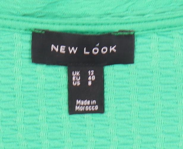 Womens UK Size 12 New Look Green Wrap Blouse