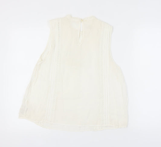 GAP Women's Ivory XL Sleeveless Crochet Blouse