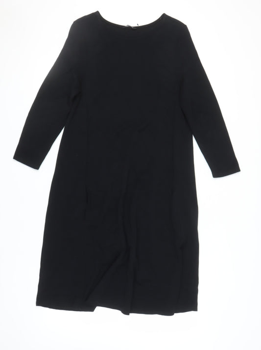 Additional front view of Roman Women Black Long Sleeve Dress, size 10