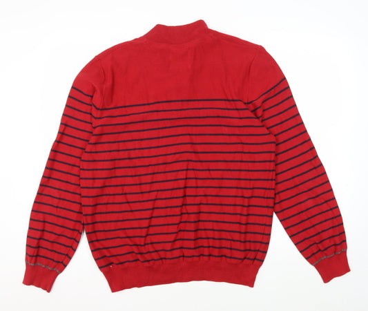 Blue Harbour Men's Red Striped Pullover Jumper L