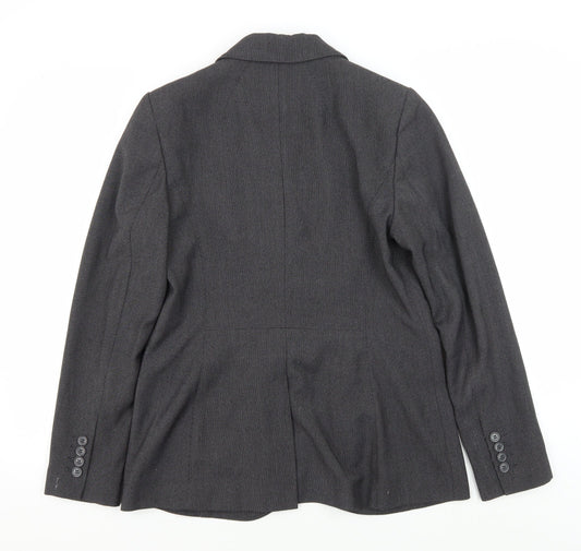 Marks and Spencer Women's Grey Blazer, Size 12, Single-Breasted