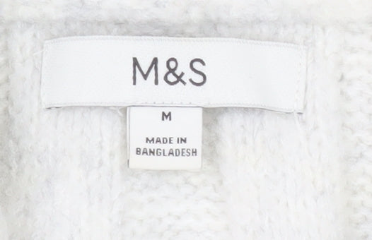 Marks and Spencer Men's Ivory Full Zip Cable-Knit Jumper, M