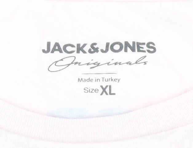 Jack & Jones Men's Pink Graphic Print XL T-Shirt