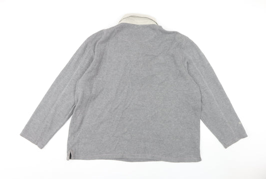 Marks and Spencer Men's Grey 2XL Long Sleeve Polo