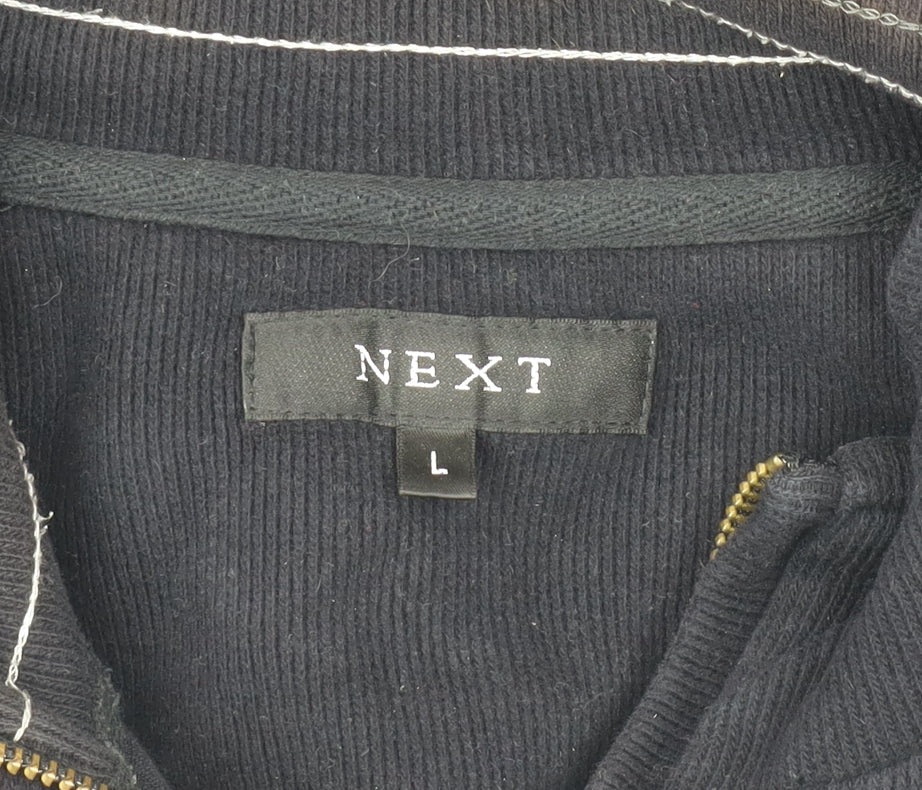Next Men's Black Full Zip Jumper, Size L, Cotton