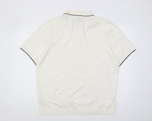 Marks and Spencer Men's 2XL White Polo Shirt