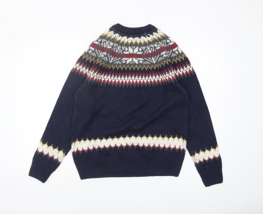 Cotton Traders Men's Blue Fair Isle Pullover S