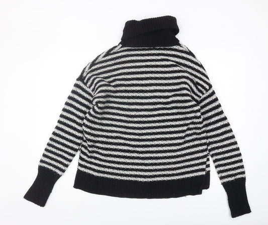 GAP Women's Black Striped Roll Neck Pullover Jumper S