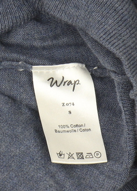 Womens UK Size S Wrap Blue Pullover Jumper