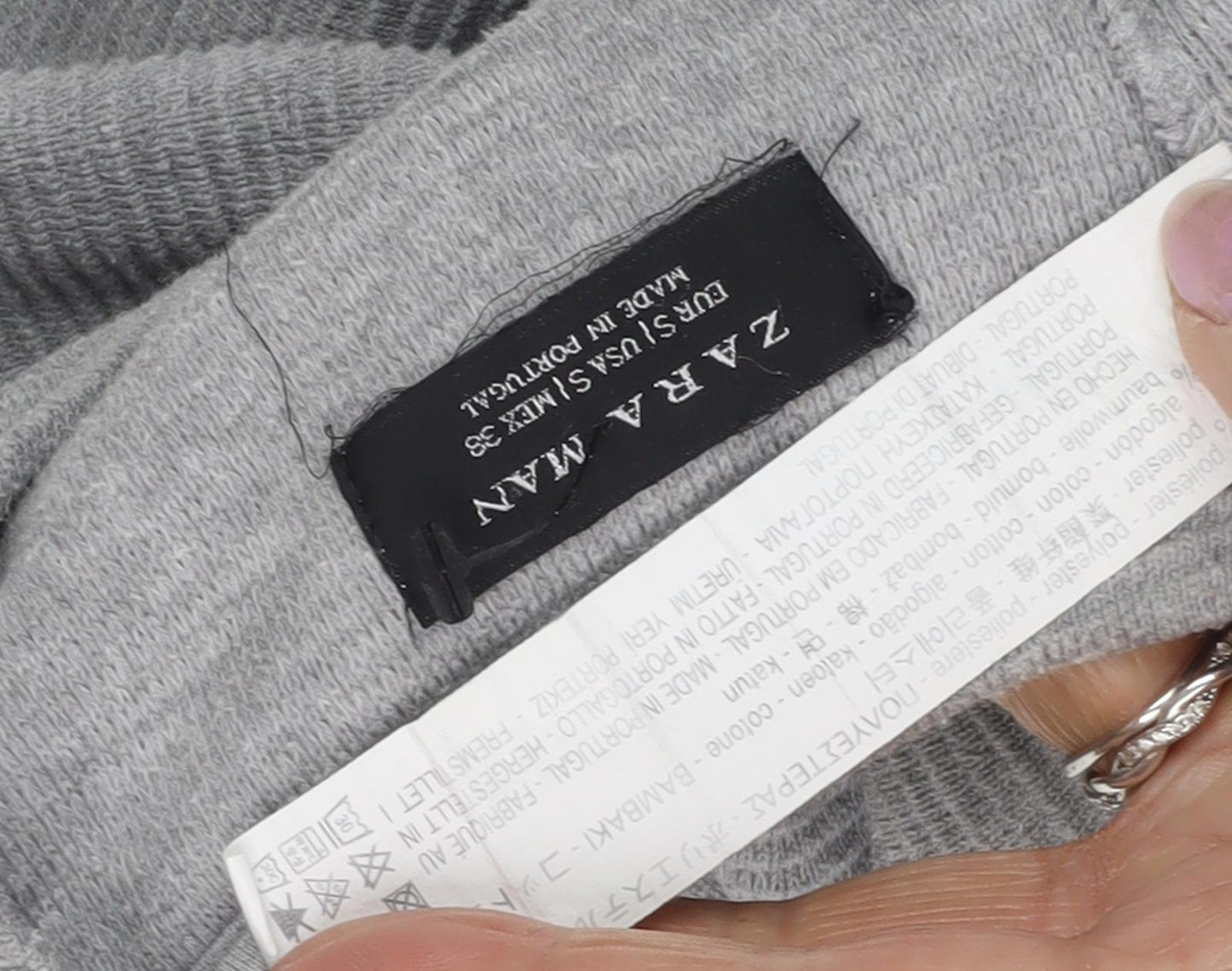 Zara Men's Grey Long Sleeve Knit Top, Size S