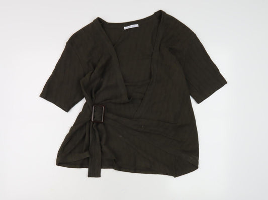 Womens UK Size M Zara Green Wrap Blouse