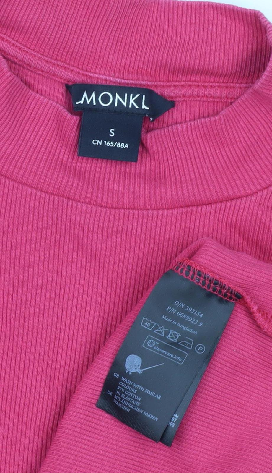 Womens UK Size S Monki Pink Basic T-Shirt