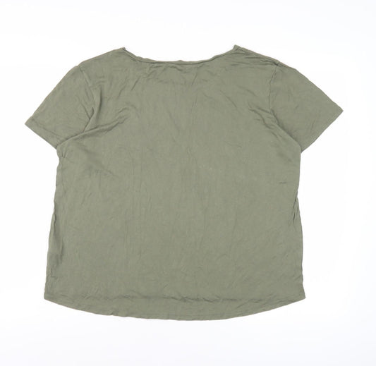 Womens UK Size 16 Warehouse Green Basic T-Shirt